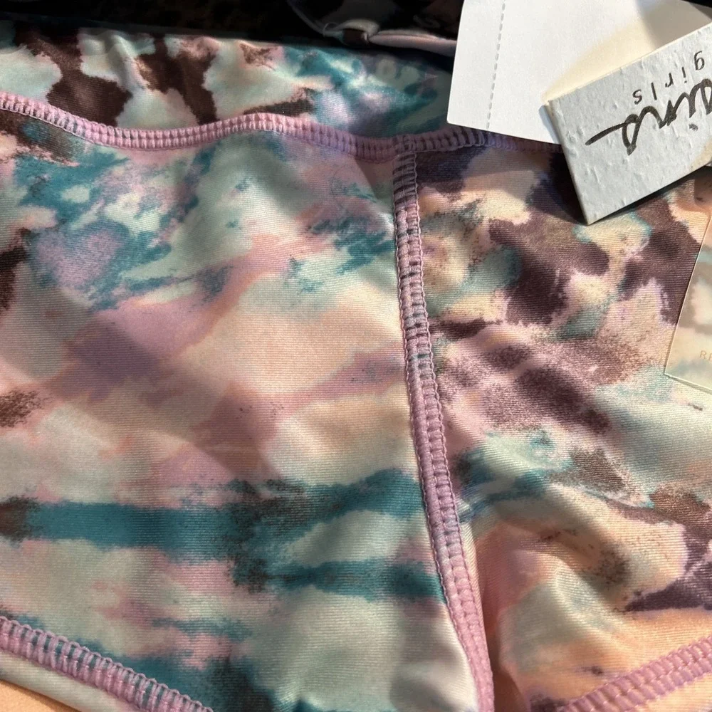 Raisins Girl's 2 Pc MALIBU Bikini Shorts Pink Blue‎ Tie Dye Size 10 Swimsuit $34